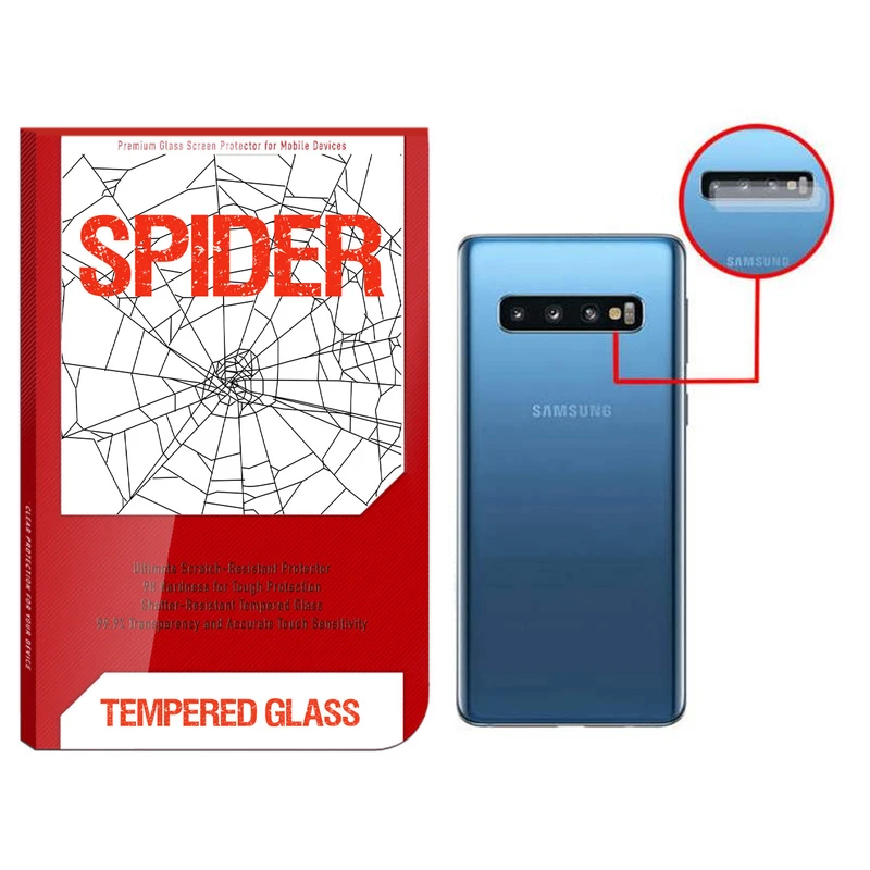 محافظ لنز دوربین اسپایدر مدل S-TMP002 مناسب برای گوشی موبایل سامسونگ Galaxy S10 Plus بسته 2 عددی