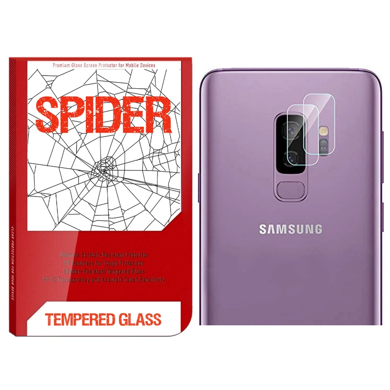 محافظ لنز دوربین اسپایدر مدل S-TMP002 مناسب برای گوشی موبایل سامسونگ Galaxy S9 Plus بسته 2 عددی