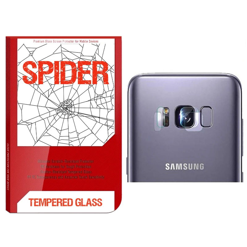 محافظ لنز دوربین اسپایدر مدل S-TMP002 مناسب برای گوشی موبایل سامسونگ Galaxy S8 Plus بسته 2 عددی