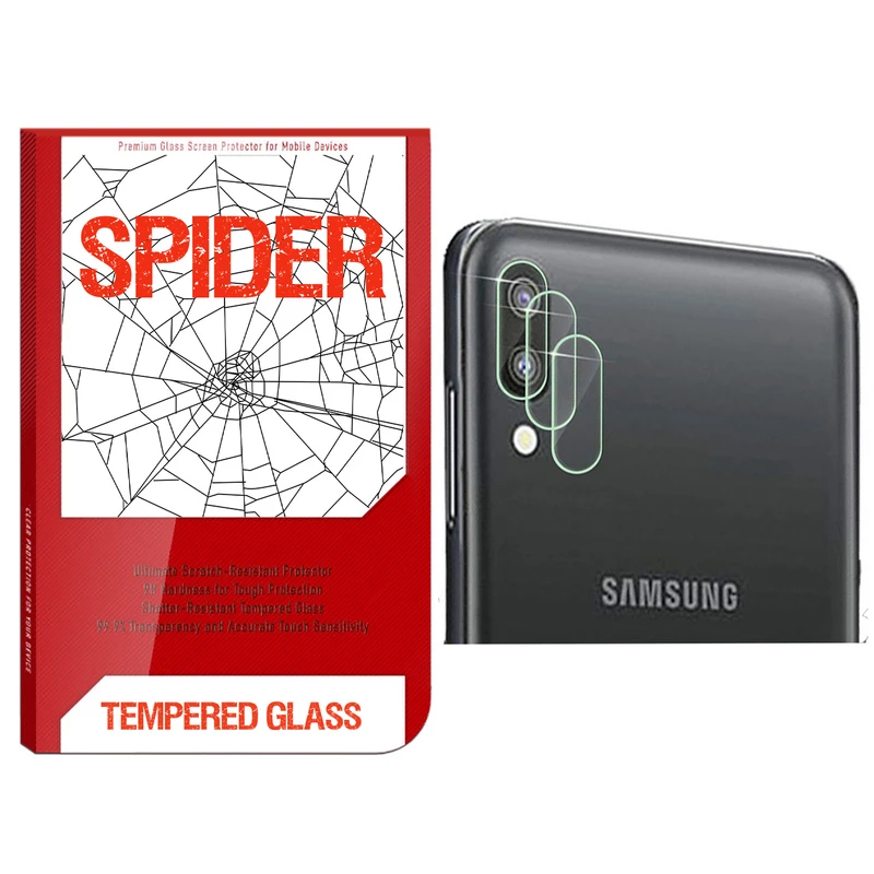محافظ لنز دوربین اسپایدر مدل S-TMP002 مناسب برای گوشی موبایل سامسونگ Galaxy A30 بسته 2 عددی