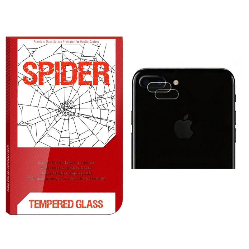 محافظ لنز دوربین اسپایدر مدل S-TMP002 مناسب برای گوشی موبایل اپل iphone 8 Plus بسته 2 عددی
