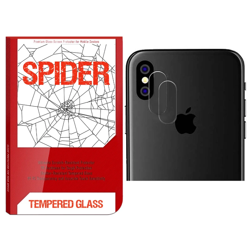 محافظ لنز دوربین اسپایدر مدل S-TMP002 مناسب برای گوشی موبایل اپل iphone X بسته 2 عددی