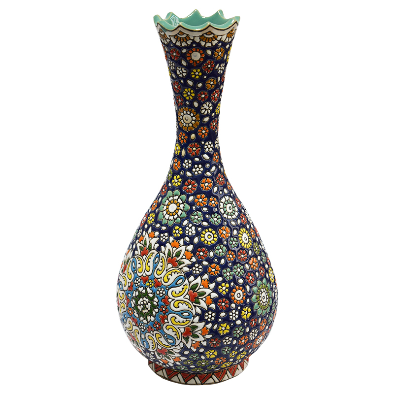 گلدان میناکاری سفالی طرح کنگره کد 1883040