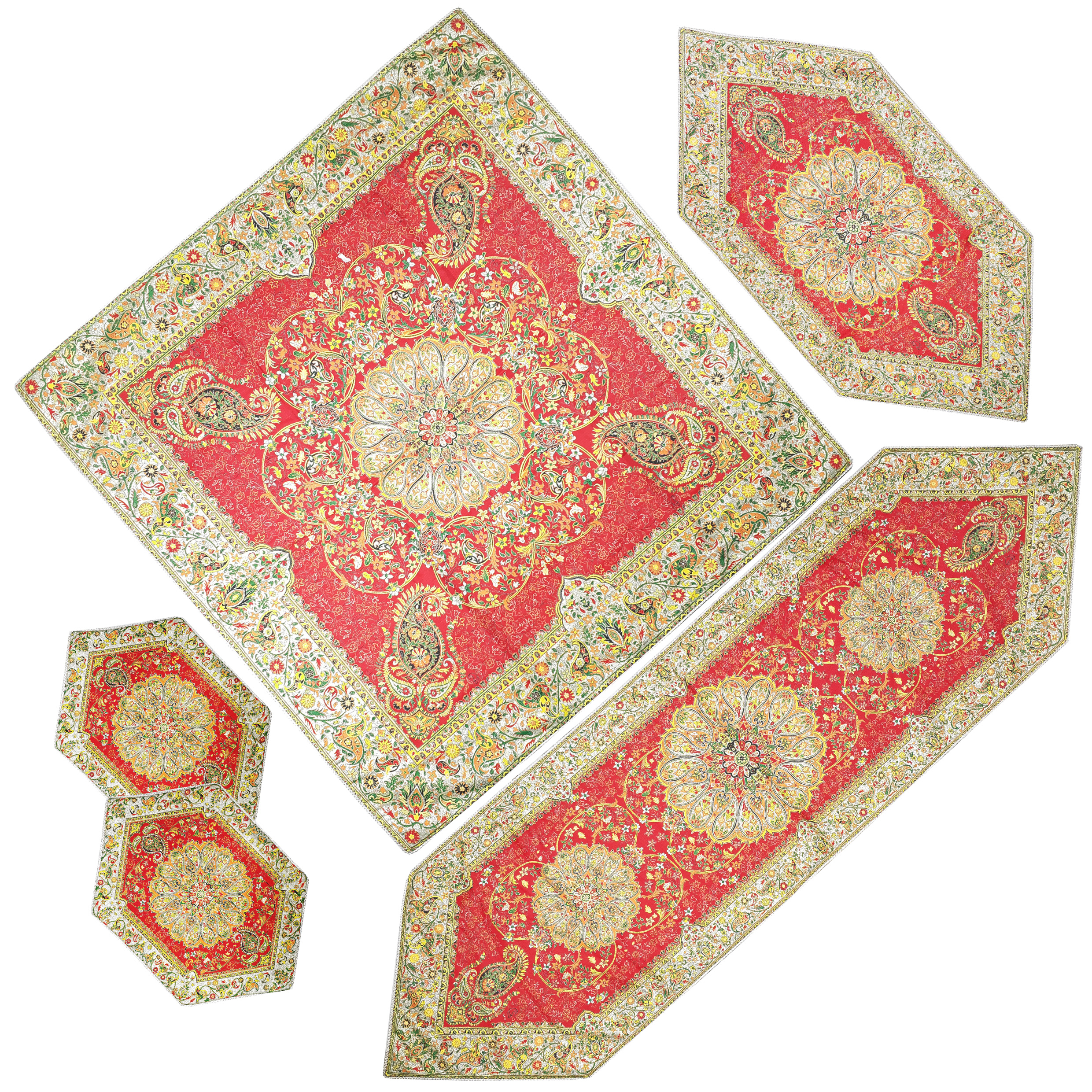 ست 5 تکه رومیزی ترمه طرح افشار مدل RED5/5AFSHAR