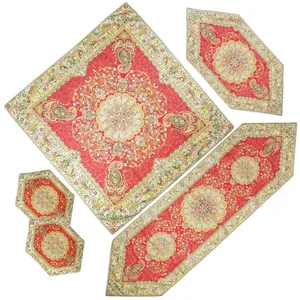 ست 5 تکه رومیزی ترمه طرح افشار مدل RED5/5AFSHAR