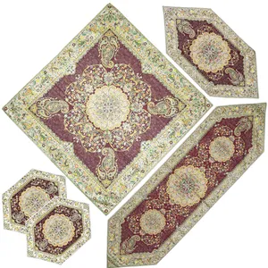 ست 5 تکه رومیزی ترمه طرح افشار مدل BROWN5/5AFSHAR