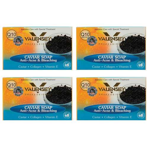صابون ضد جوش و ضد لک والنسی مدل Caviar وزن 120 گرم مجموعه 4 عددی