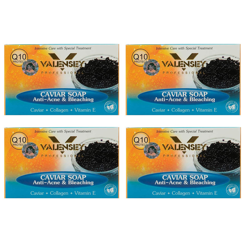 صابون ضد جوش و ضد لک والنسی مدل Caviar وزن 120 گرم مجموعه 4 عددی