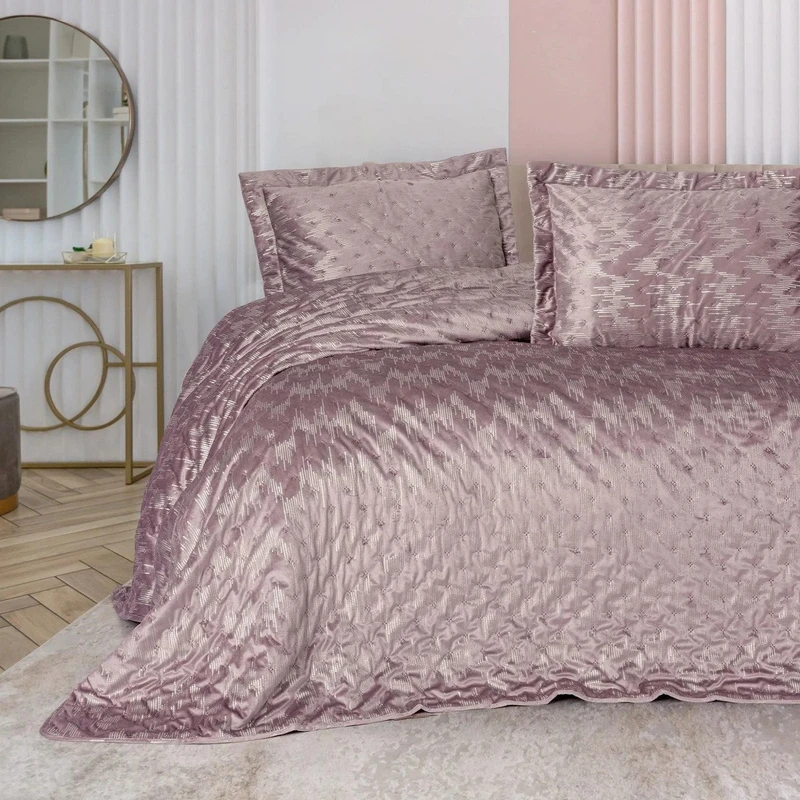 سرویس روتختی دو نفره 3 تکه کاتن باکس مدل Smart Yatak Ortusu Luz Pudra C.K