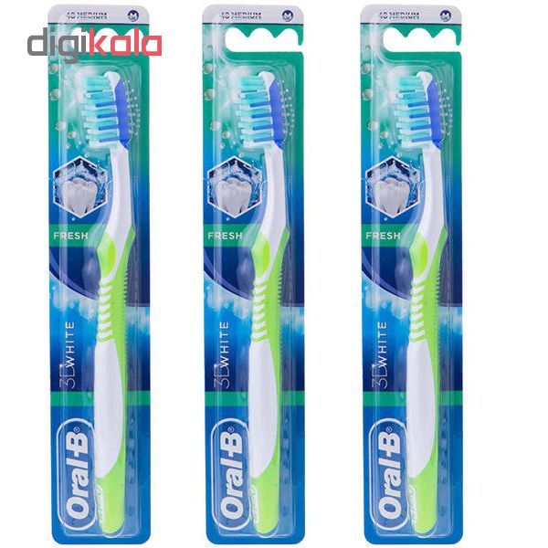 مسواک اورال-بی مدل 3D white با برس متوسط مجموعه 3 عددی main 1 1