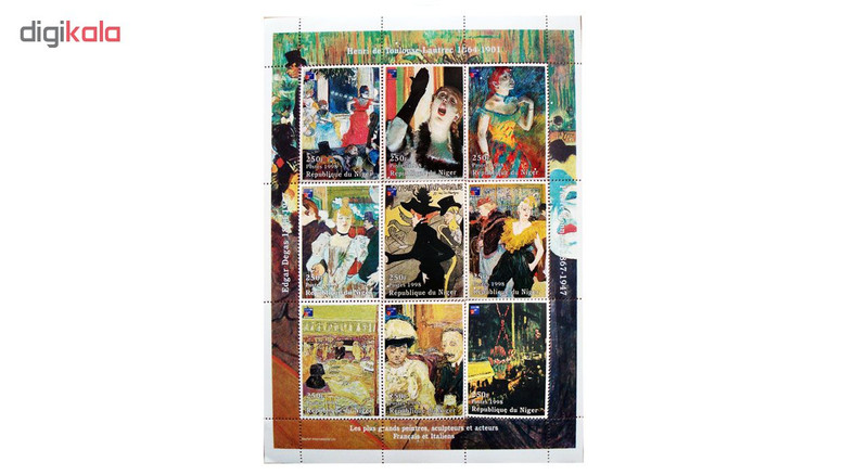 تمبر یادگاری سری تابلو نقاشی مدل Toulouse lautrec مجموعه 9 عددی
