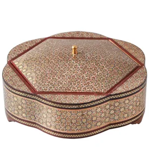 شکلات خوری خاتم کاری خاتم کوروش - کروبی مدل گُلی  کد 141291