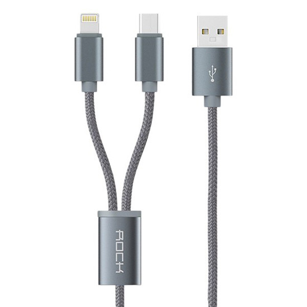کابل تبدیل USB به لایتنینگ/microUSB راک مدل RCB0469 طول 1.2 متر