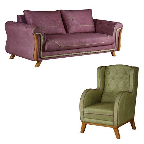 مبل راحتی چهار نفره چشمه نور مدل MA-310.3+1-BR-PUR-GR