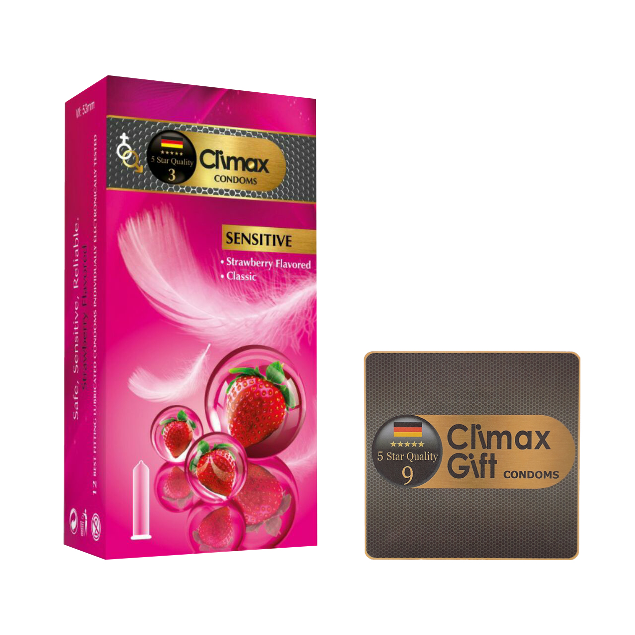 کاندوم کلایمکس مدل Sensitive بسته 12 عددی به همراه کاندوم مدل Gift