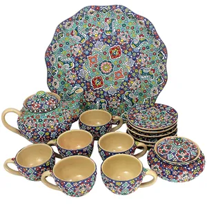 ست چایخوری میناکاری دست نگار کد 114-06 مجموعه 9 عددی