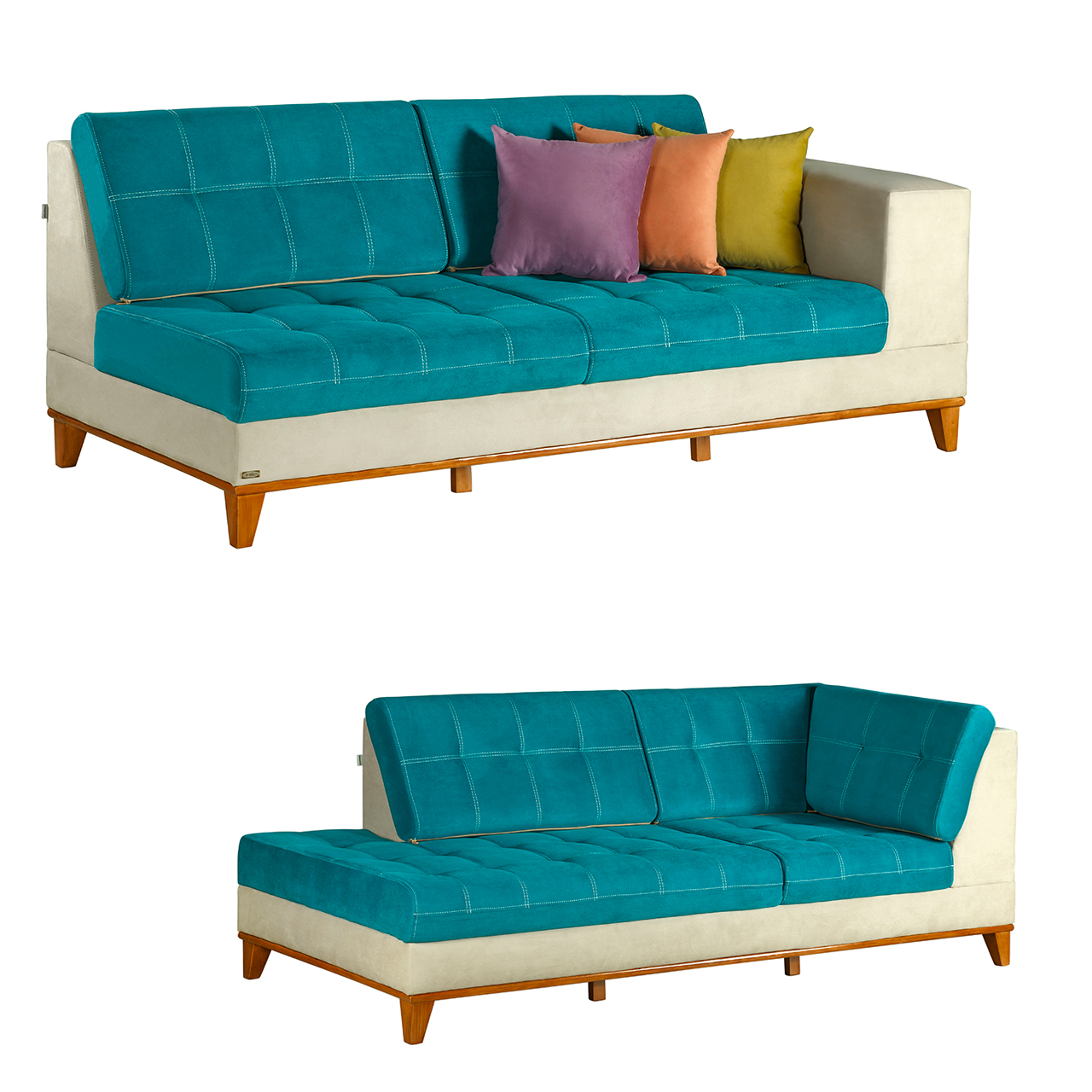 مبل راحتی پنج نفره چشمه نور کد MA-402.3+2-BR-CR-BL