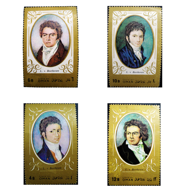 تمبر یادگاری سری تابلو نقاشی مدل L.V.BEETHOVEN مجموعه 4 عددی