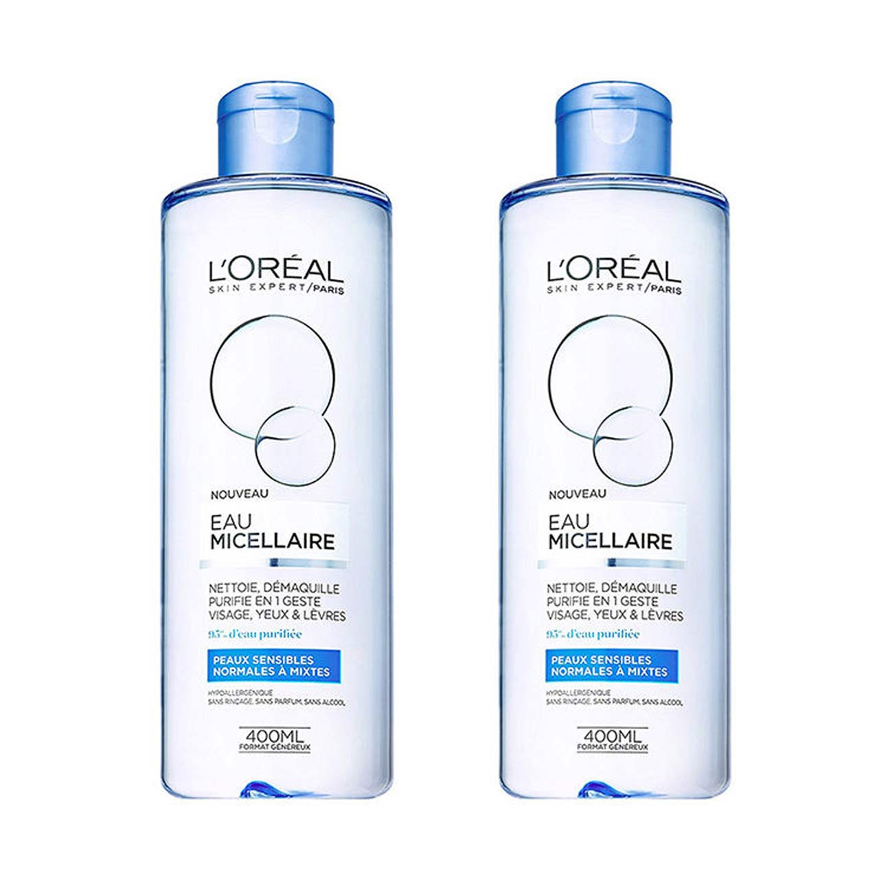 آب پاک کننده صورت لورآل مدل EAU MICELLAIRE حجم 400 میلی لیتر مجموعه 2 عددی