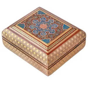 جعبه جواهرات خاتم کاری خاتم کورش - کروبی طرح اسلیمی کد 141303