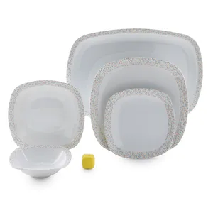 سرویس غذاخوری 27 پارچه چینی زرین ایران سری کواترو مدل ماتریکس درجه یک