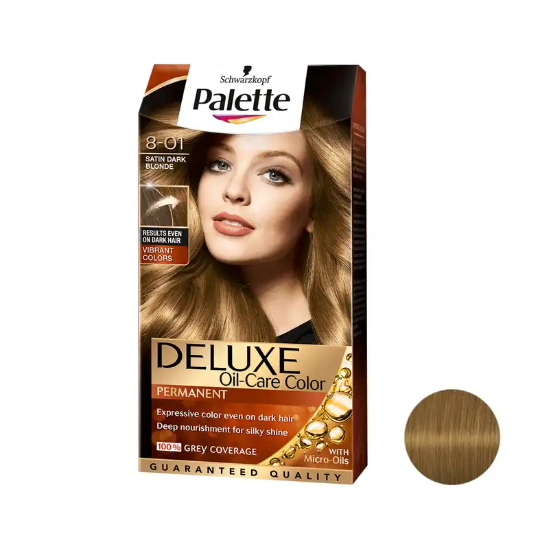کیت رنگ مو پلت سری DELUXE شماره 01-8 حجم 50 میلی لیتر رنگ بلوند تیره