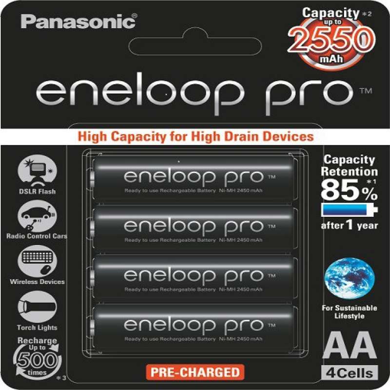 باتری قلمی قابل شارژ پاناسونیک مدل Eneloop Pro BK-3HCCE/4BT بسته 4 عددی AA4 باتری قلمی قابل شارژ پاناسونیک مدل Eneloop Pro BK-3HCCE/4BT بسته 4 عددی AA4