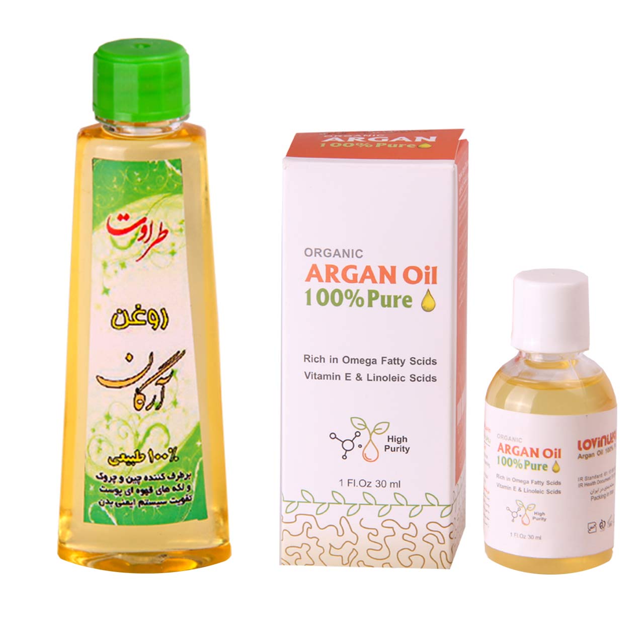 روغن مو طراوت مدل آرگان کد 03 حجم 5 میلی لیتر به همراه روغن مو لاوین مدل آرگان کد 02 حجم 30 میلی لیتر