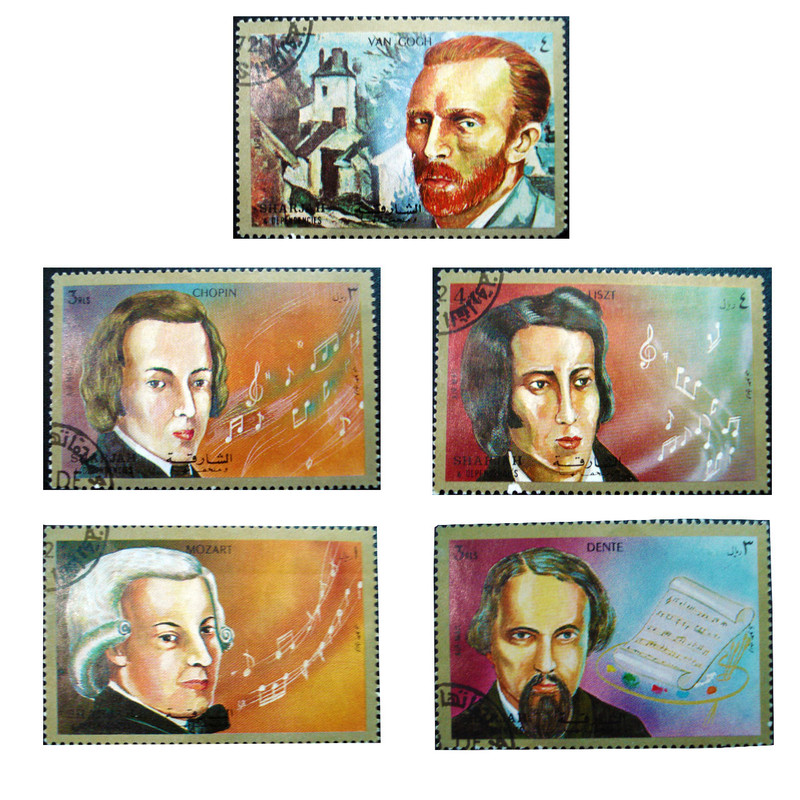 تمبر یادگاری سری تابلو نقاشی مدل هنرمندان مجموعه 5 عددی