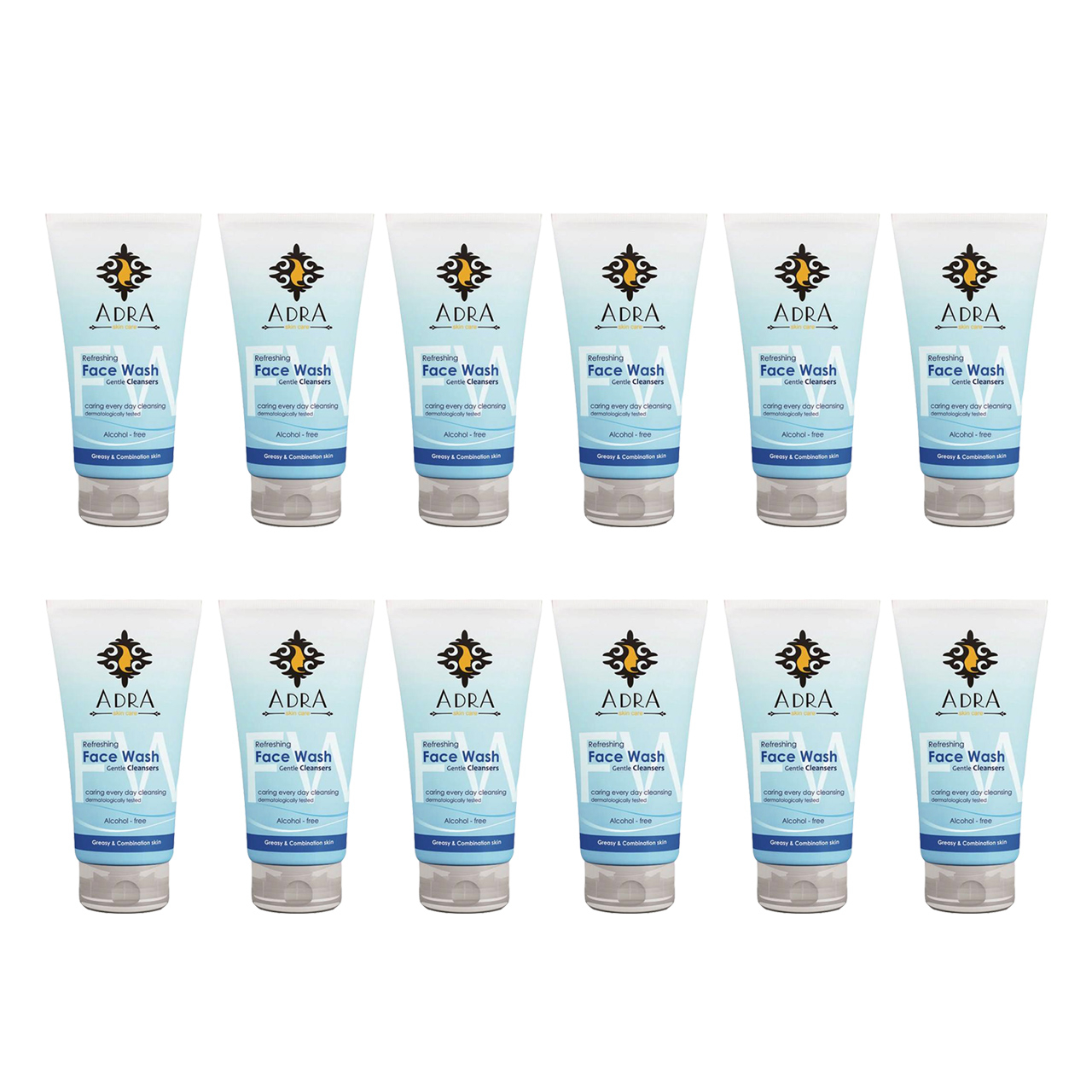 ژل شستشو صورت آدرا مدل C2 حجم 150 میلی لیتر مجموعه 12 عددی