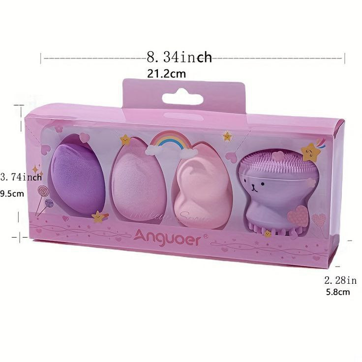 پد آرایشی مدل تخم مرغی مجموعه 3 عددی  به همراه برس پاکسازی صورت