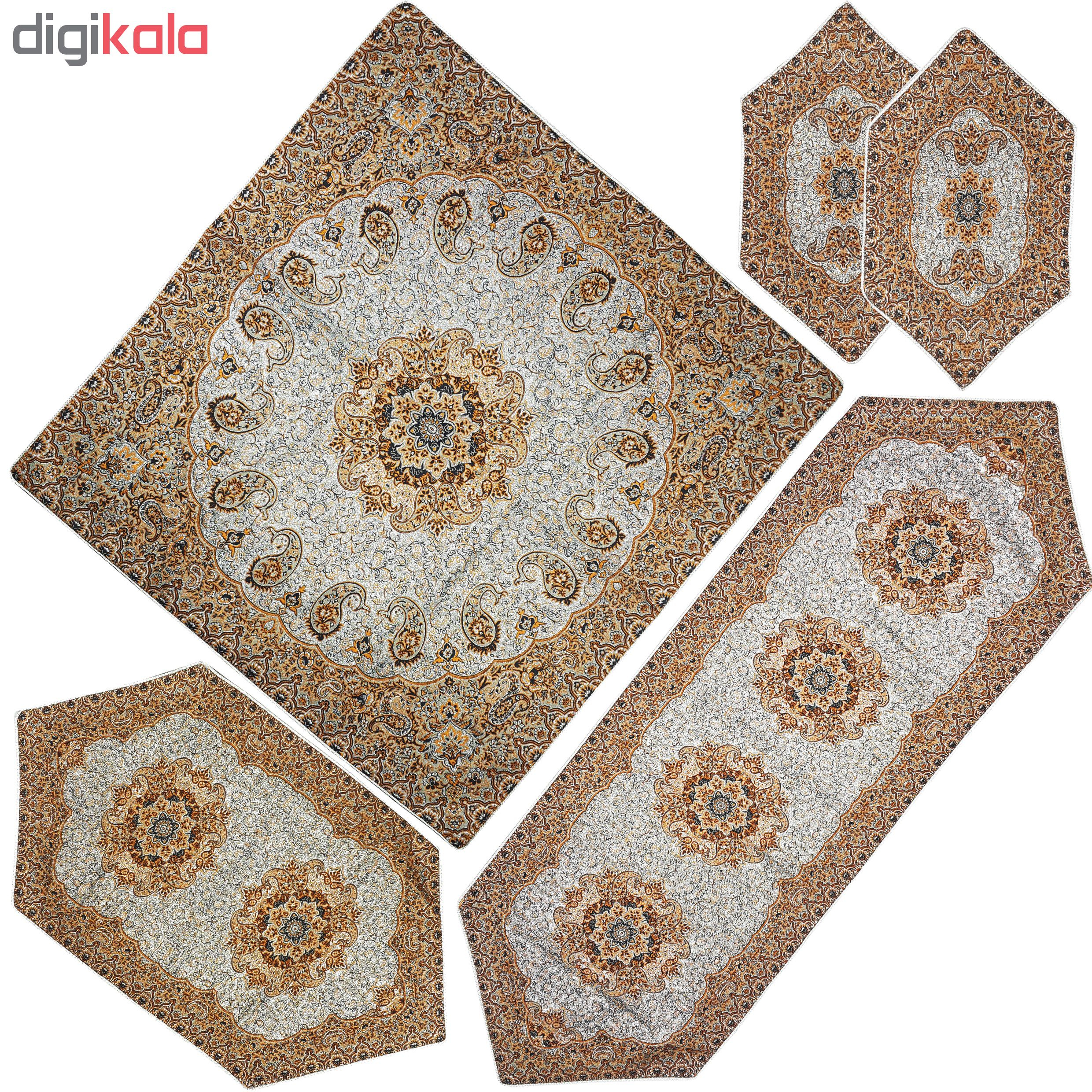 ست 5 تکه رومیزی ترمه مدل نسترن کد KEREM5/5BS