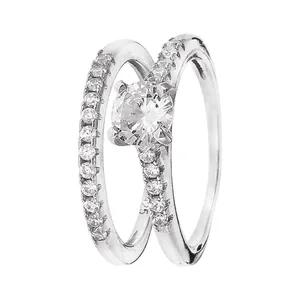 انگشتر نقره زنانه مون لایت کد R2152 مجموعه 2 عددی