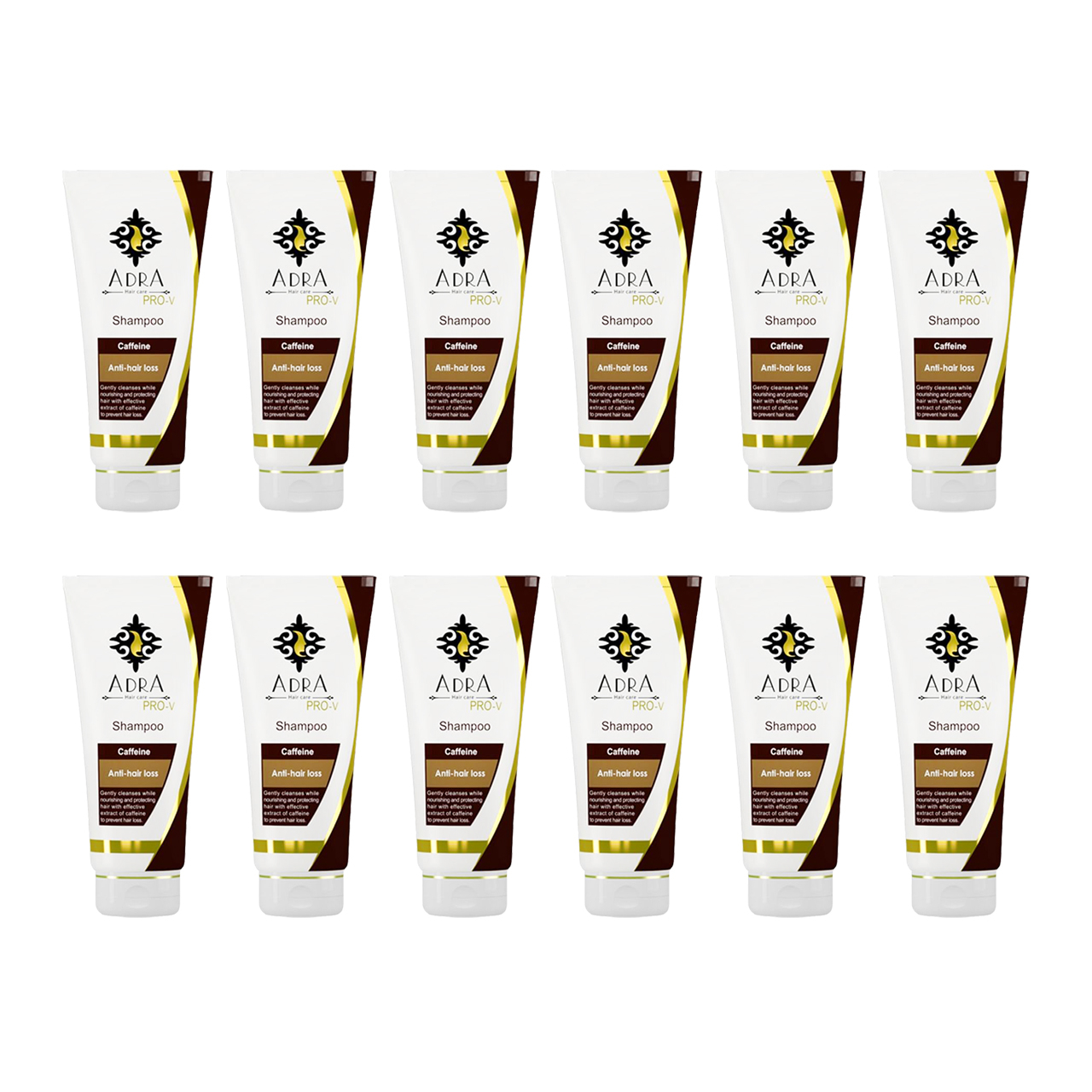شامپو مو آدرا مدل Caffeine جم 200 میلی لیتر مجموعه 12 عددی