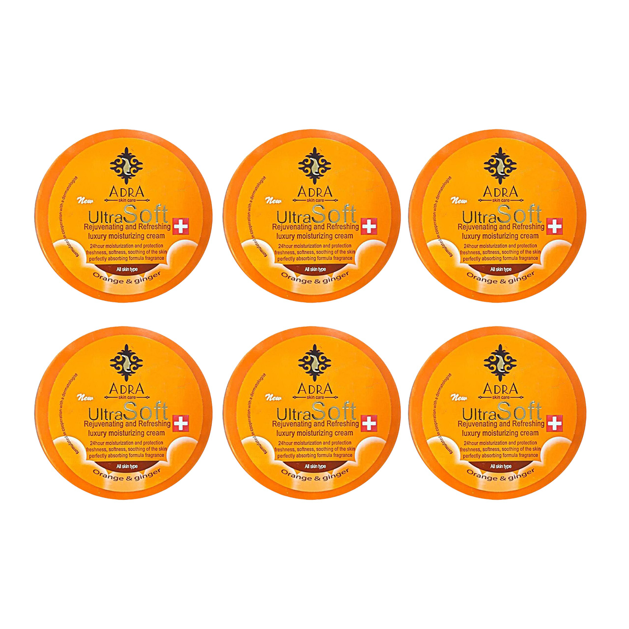 کرم مرطوب کننده آدرا مدل Orange and Ginger حجم 200 میلی لیتر مجموعه 6 عددی