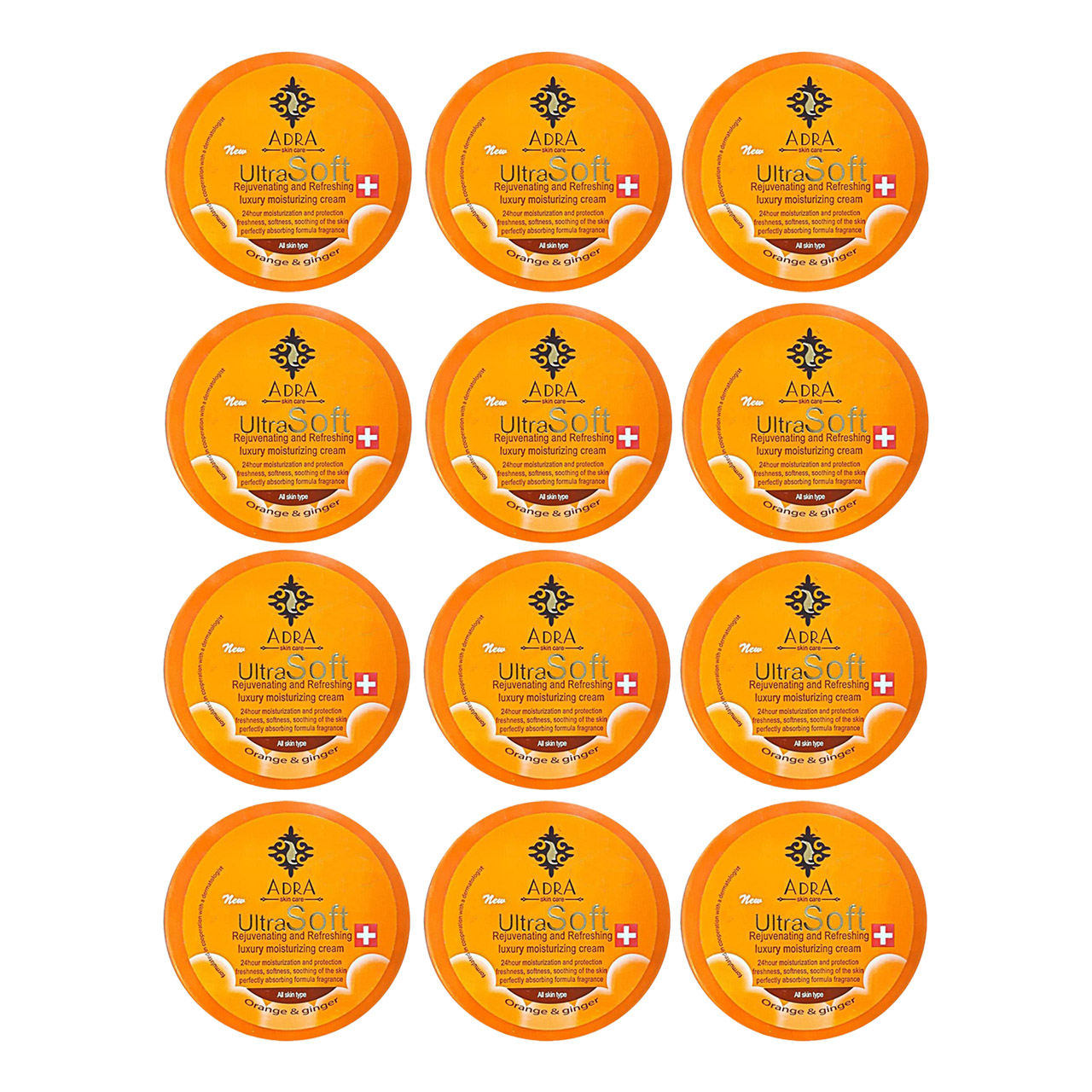 کرم مرطوب کننده آدرا مدل Orange and Ginger حجم 200 میلی لیتر مجموعه 12 عددی