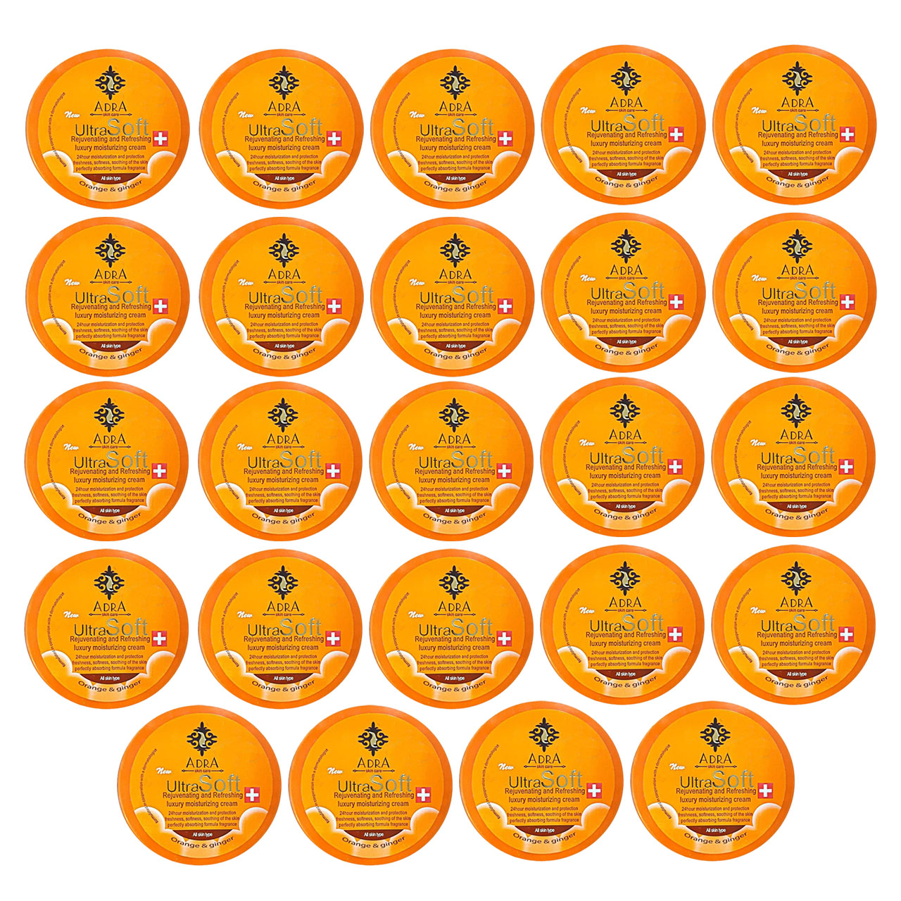 کرم مرطوب کننده آدرا مدل Orange and Ginger حجم 200 میلی لیتر مجموعه 24 عددی
