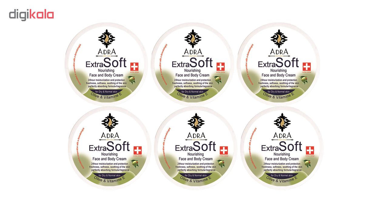 کرم مرطوب کننده آدرا مدل Olive حجم 200 میلی لیتر مجموعه 6 عددی