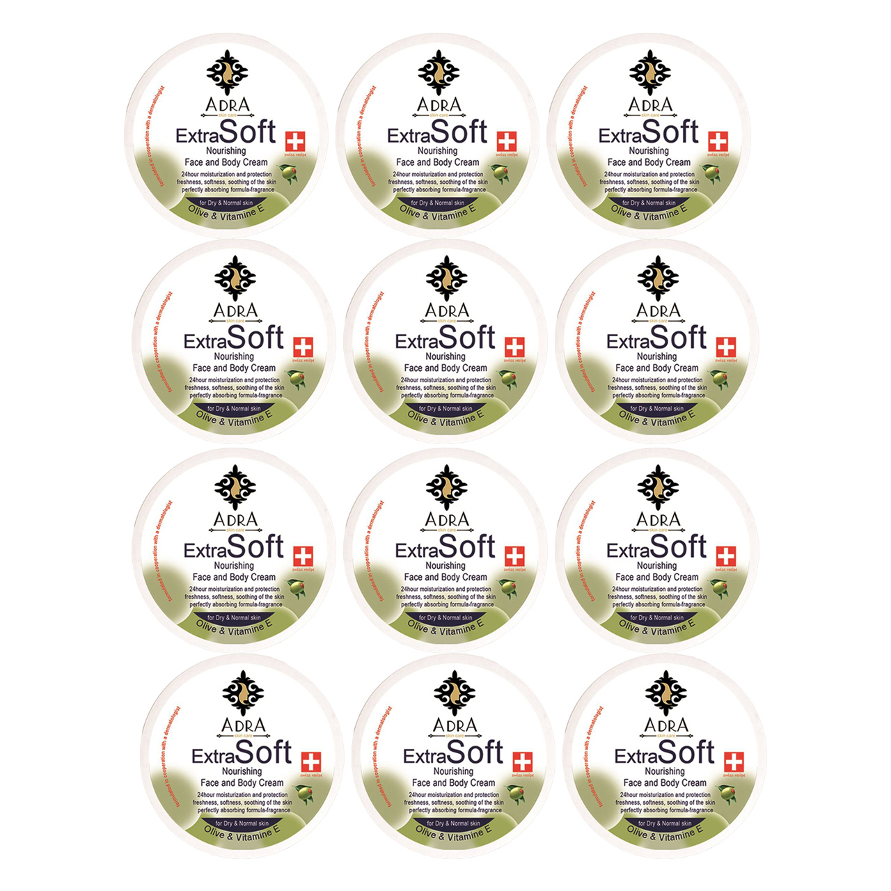 کرم مرطوب کننده آدرا مدل Olive حجم 200 میلی لیتر مجموعه 12 عددی