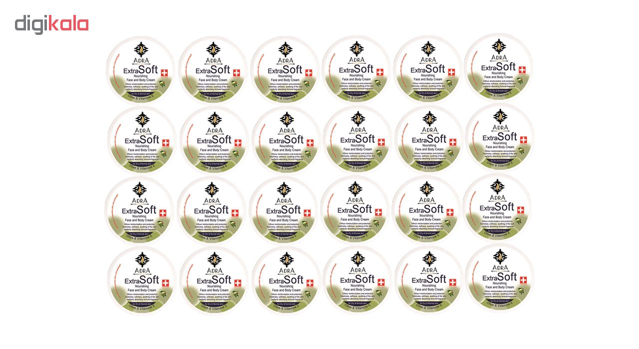 کرم مرطوب کننده آدرا مدل Olive حجم 200 میلی لیتر مجموعه 24 عددی