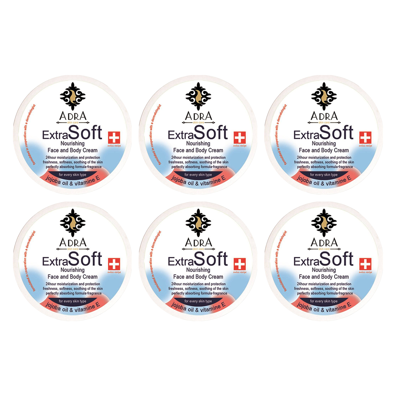 کرم مرطوب کننده آدرا مدل Jojoba oil حجم 200 میلی لیتر مجموعه 6 عددی