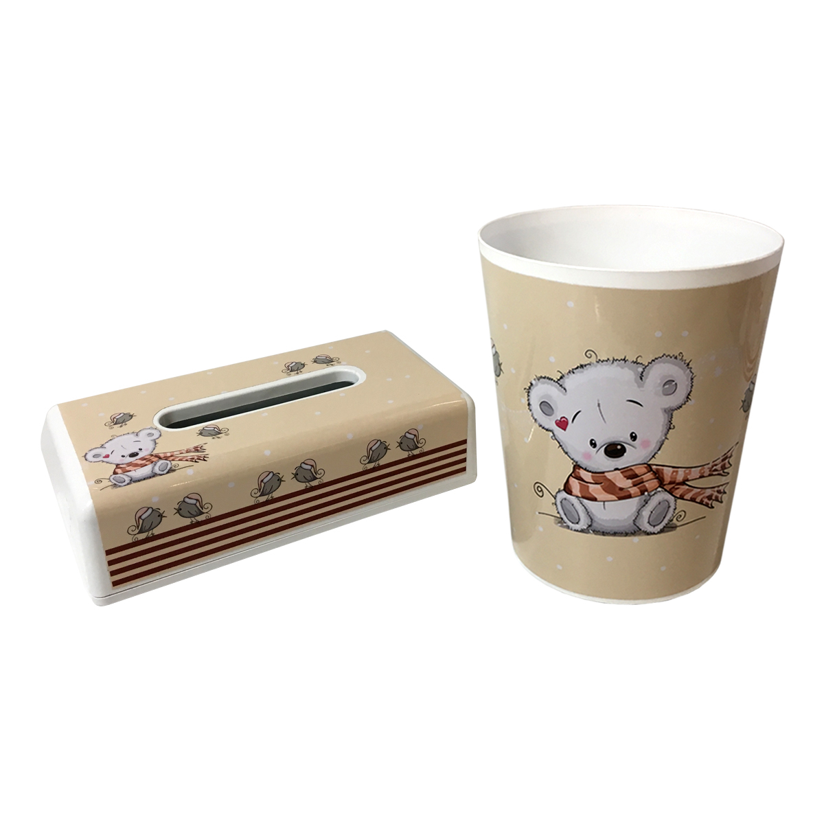 ست سطل و جادستمالی اتاق کودک طرح خرس شال دار کد 37