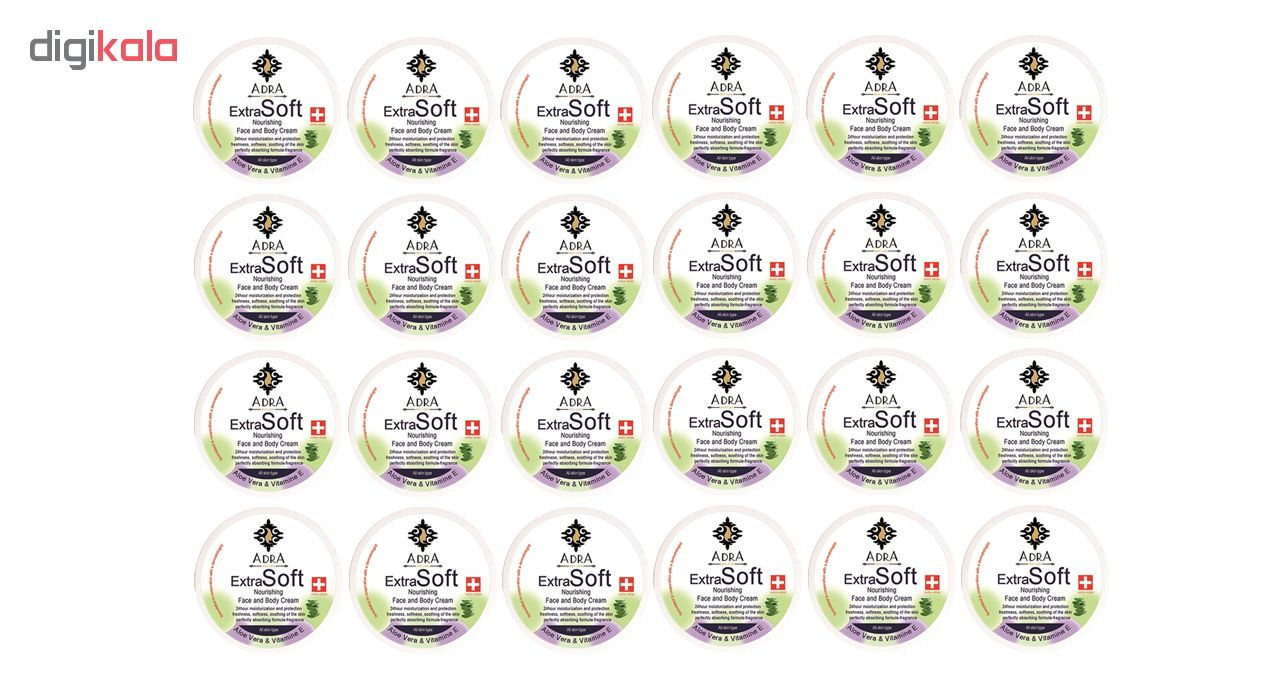 کرم مرطوب کننده آدرا مدل Aloe vera حجم 200 میلی لیتر مجموعه 24 عددی