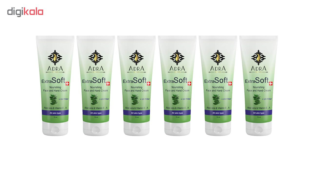 کرم مرطوب کننده آدرا مدل Aloevera حجم 75 میلی لیتر مجموعه 6 عددی