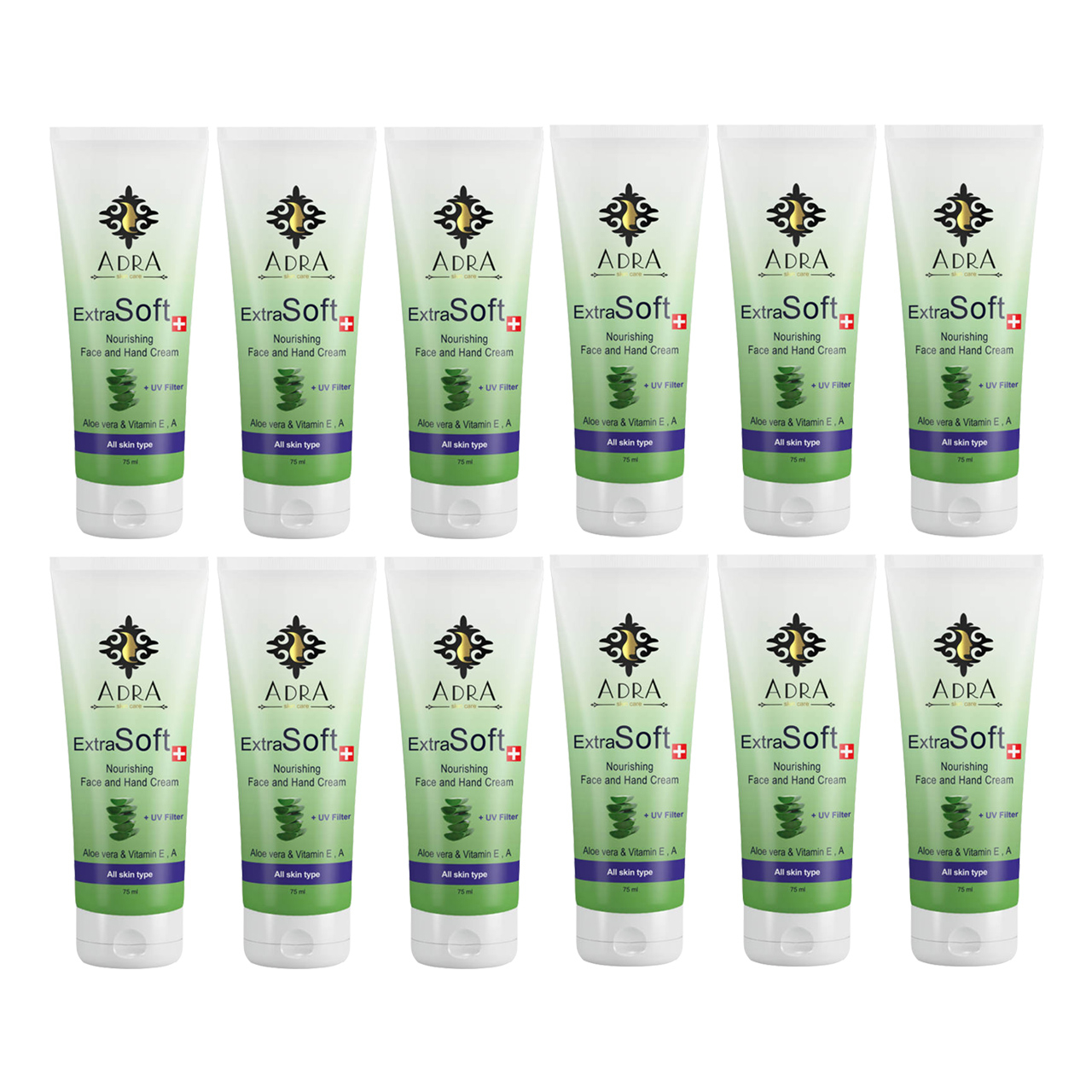 کرم مرطوب کننده آدرا مدل Aloevera حجم 75 میلی لیتر مجموعه 12 عددی