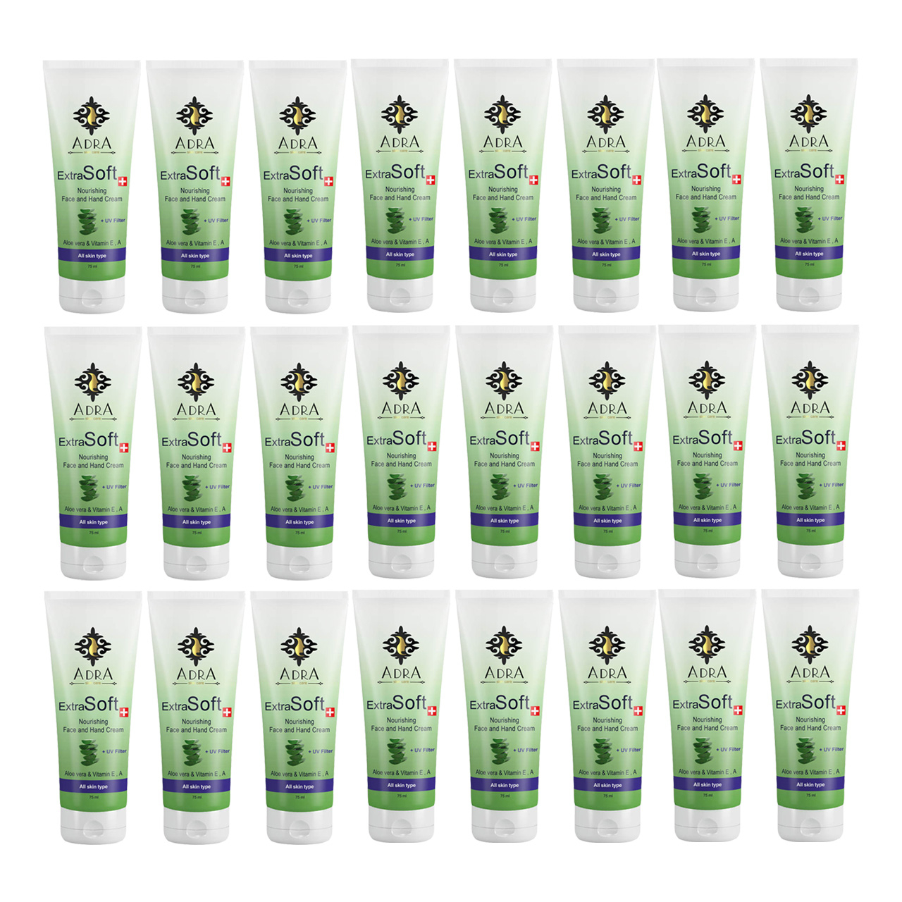 کرم مرطوب کننده آدرا مدل Aloevera حجم 75 میلی لیتر مجموعه 24 عددی