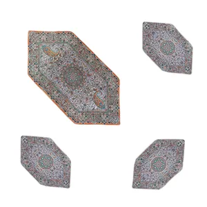ست 4 تکه رومیزی ترمه طرح آریا کد 11