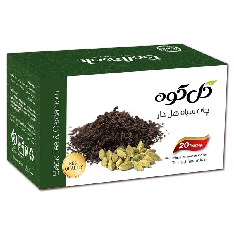 چای سیاه کیسه ای هل دار گلکوه بسته 20 عددی