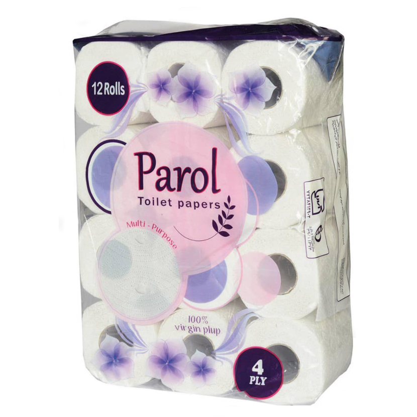 دستمال توالت پارول مدل Violet Flowers بسته 12 عددی