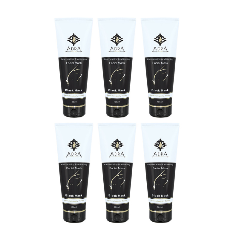 ماسک صورت آدرا مدل Black Mask حجم 100 میلی لیتر مجموعه 6 عددی